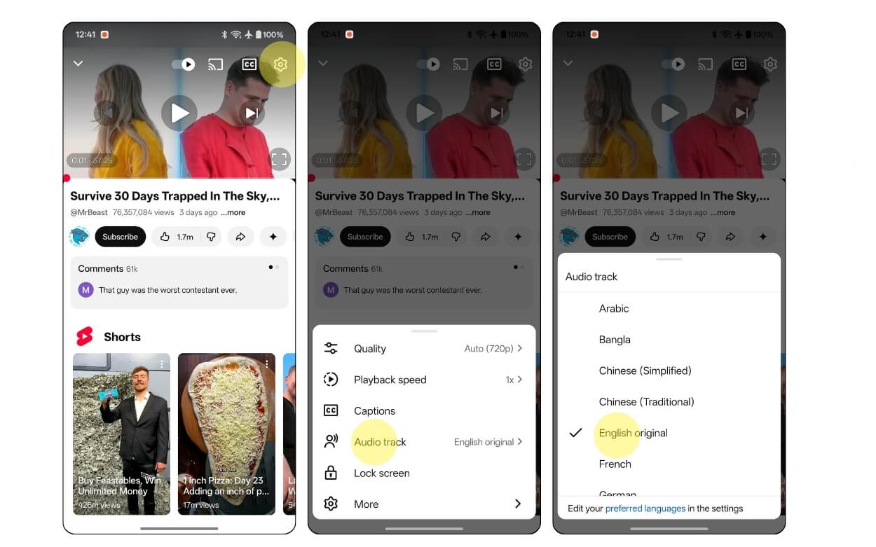 change youtube long video audio track on mobile change youtube long video audio track on mobile