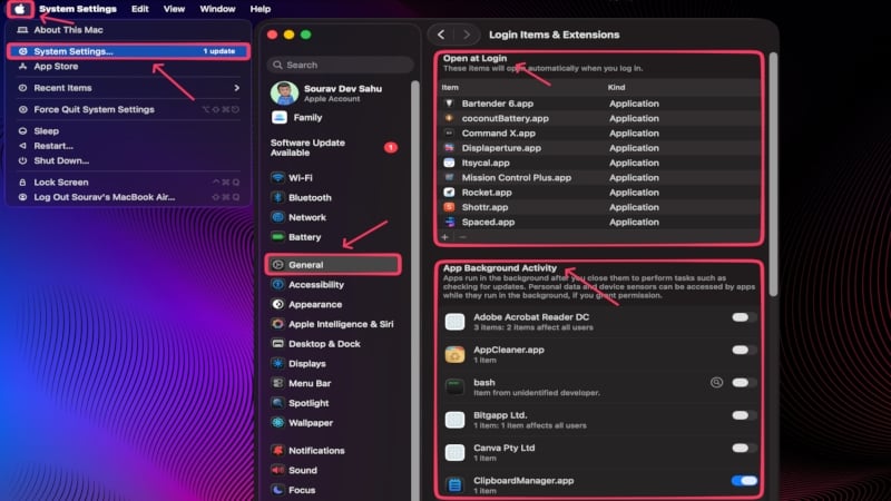 Remove Login Items and Background Processes