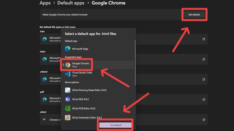 Change default browser