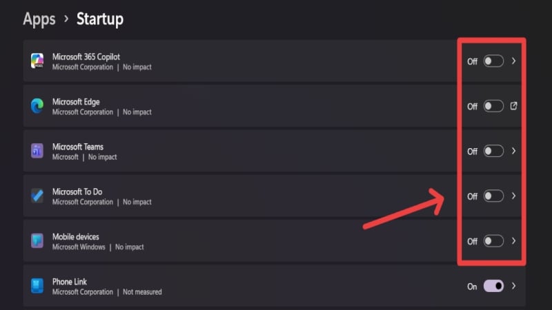 Disable startup apps