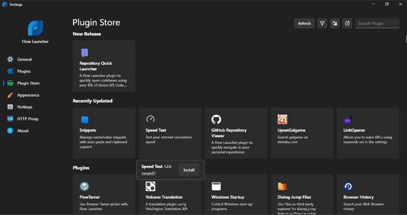 plugin store in flow launcher windows app.