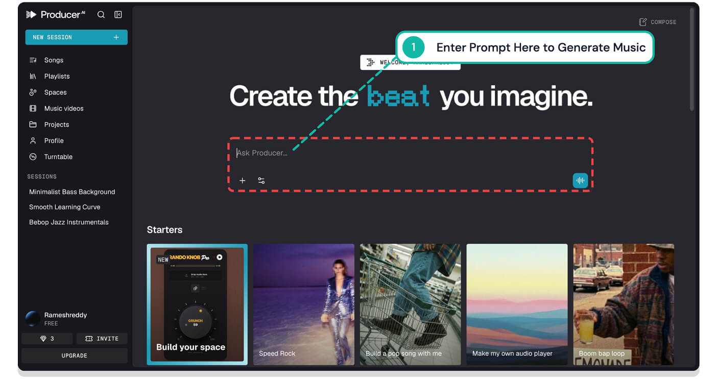enter prompt to generate music enter prompt to generate music