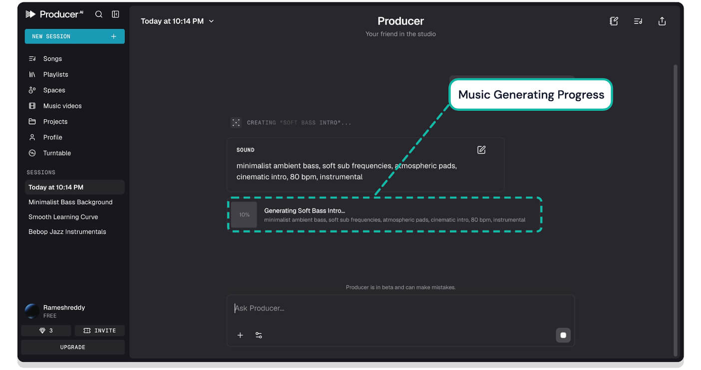 music generating progress music generating progress
