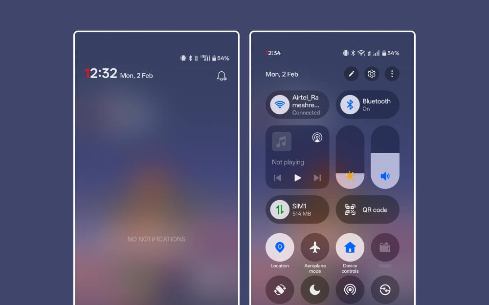 Notifications split view in Oxygen OS 16 on OnePlus 13