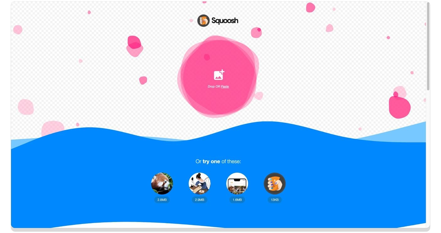 Squoosh image compression tool home page.