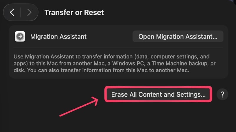 Erase all Content & Services
