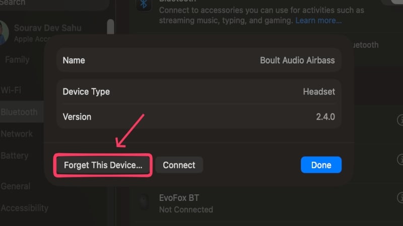 Forget Bluetooth Device