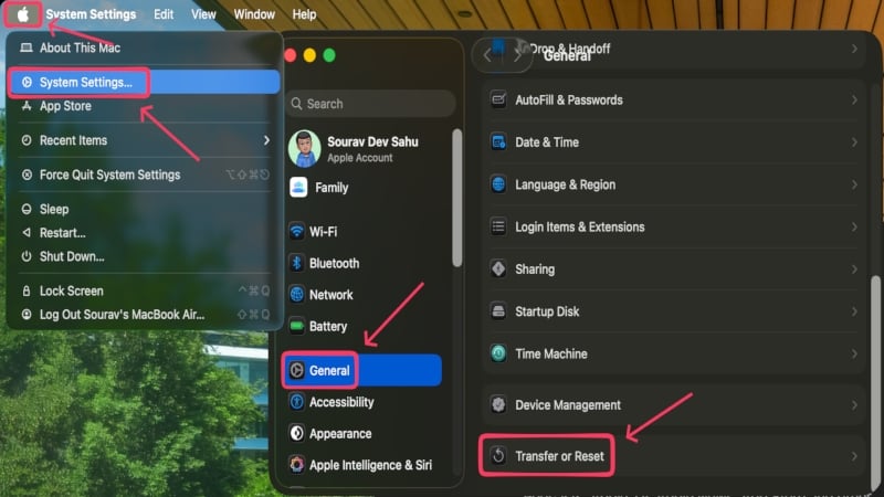 Transfer & Reset Settings