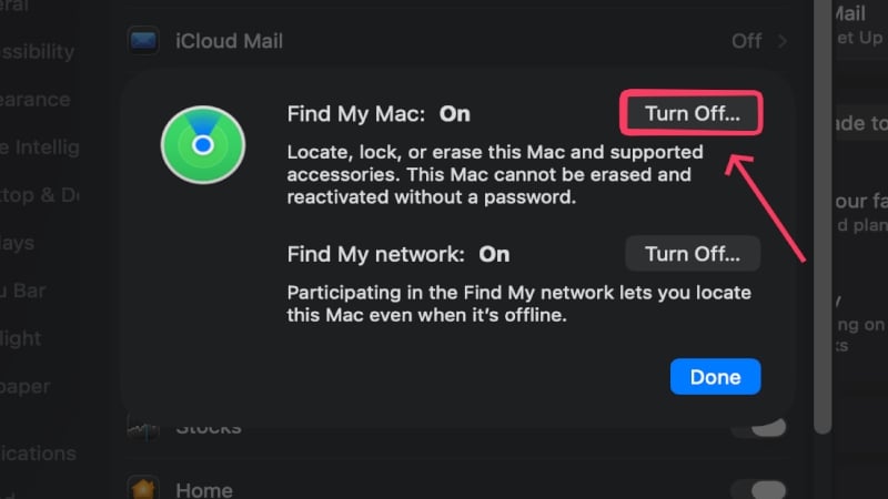 Turn Off Find My Mac