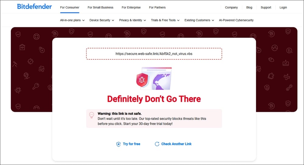 Bitdefender link checker