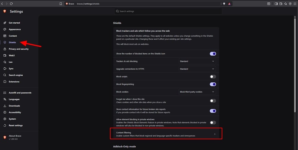 content filtering on brave browser content filtering on brave browser