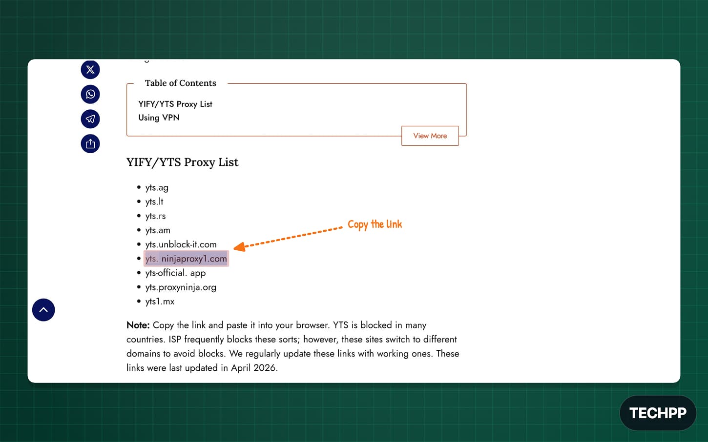copy the yts proxy link how to use yify proxy