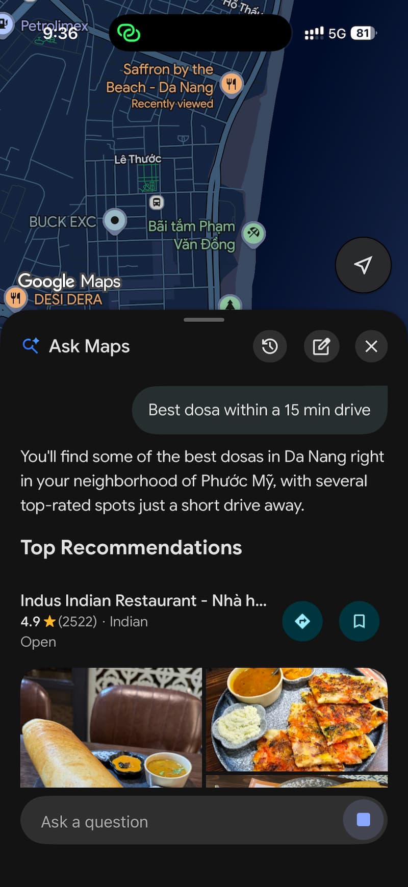 ask maps results