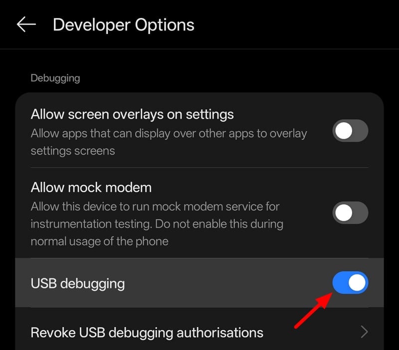 enable usb debugging on oneplus