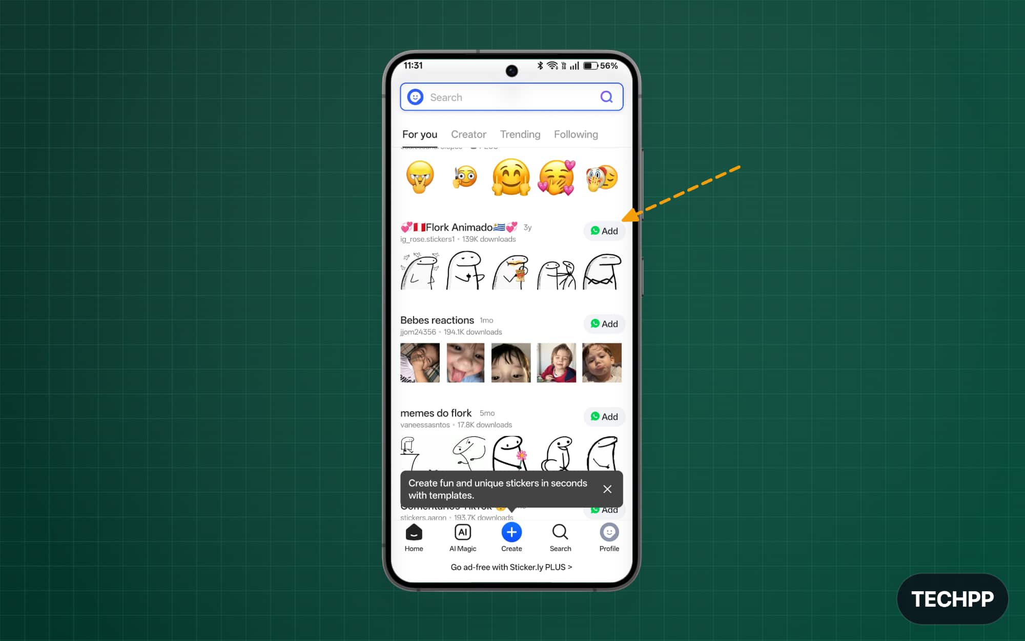 Add new sticker from Stickerly