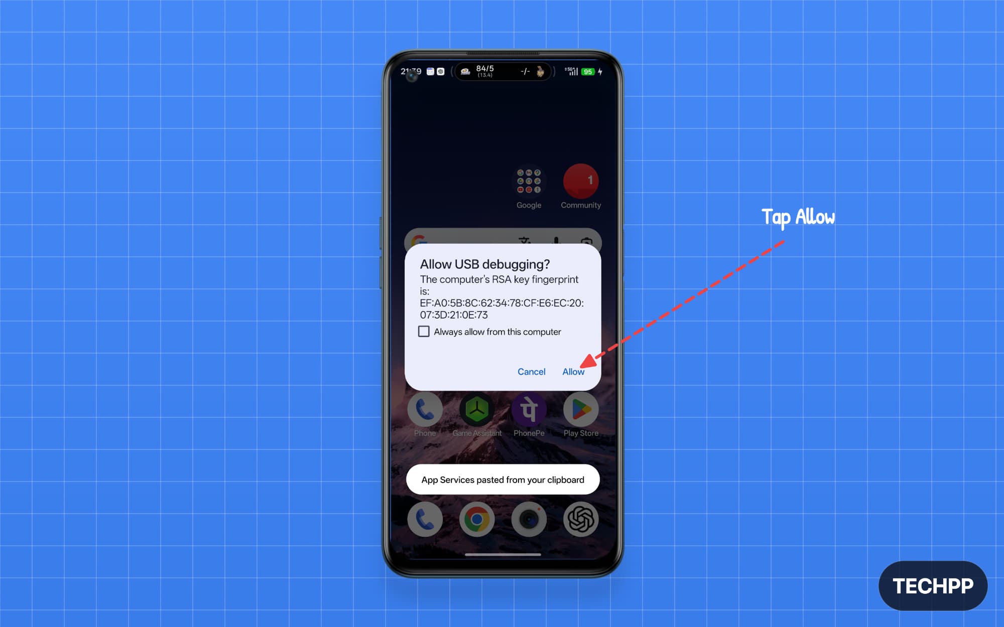 Allow USB debugging on mobile
