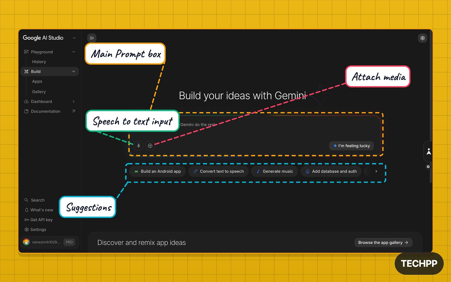 Google AI Studio build app interface explained
