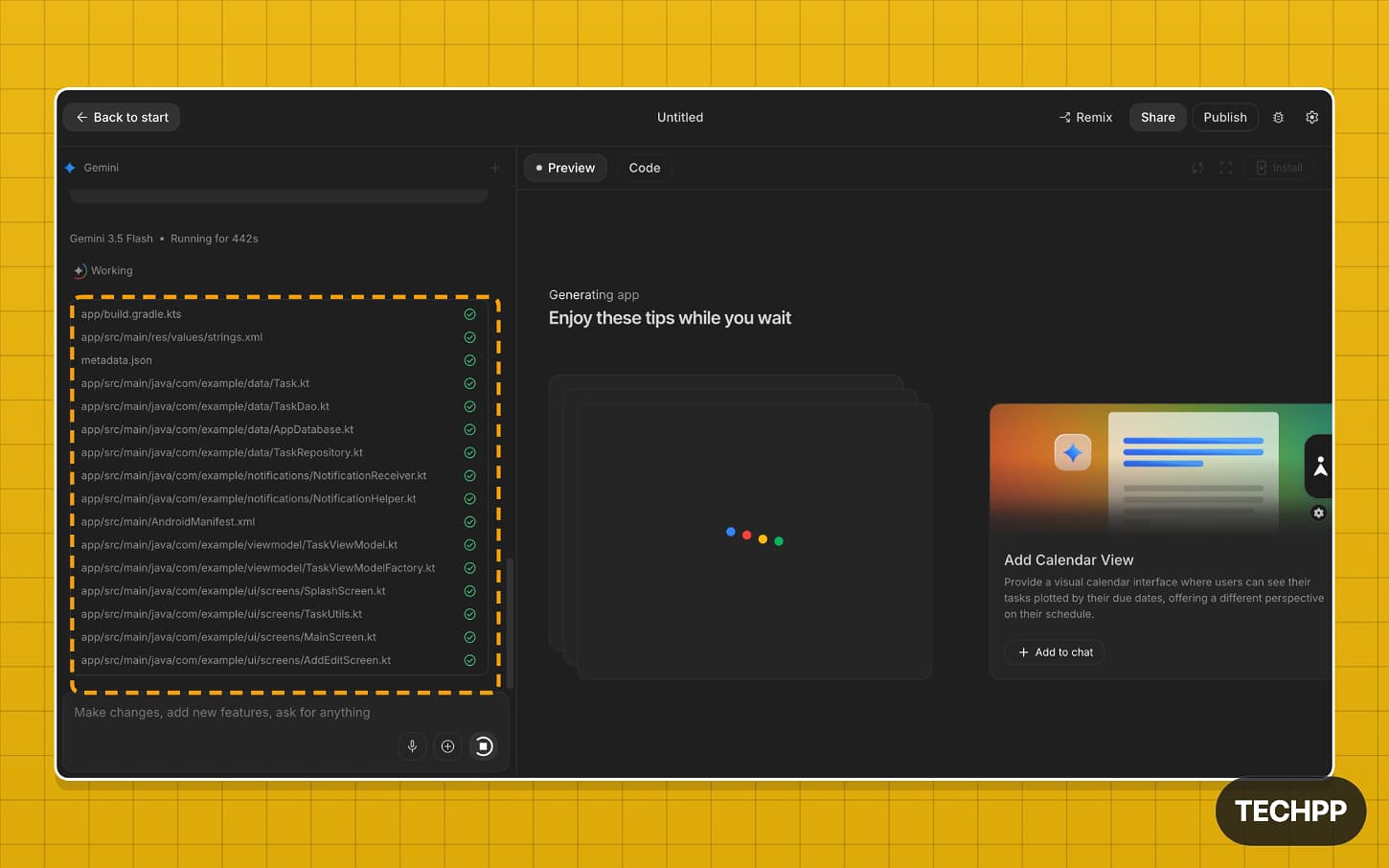 Google AI Studio building progress