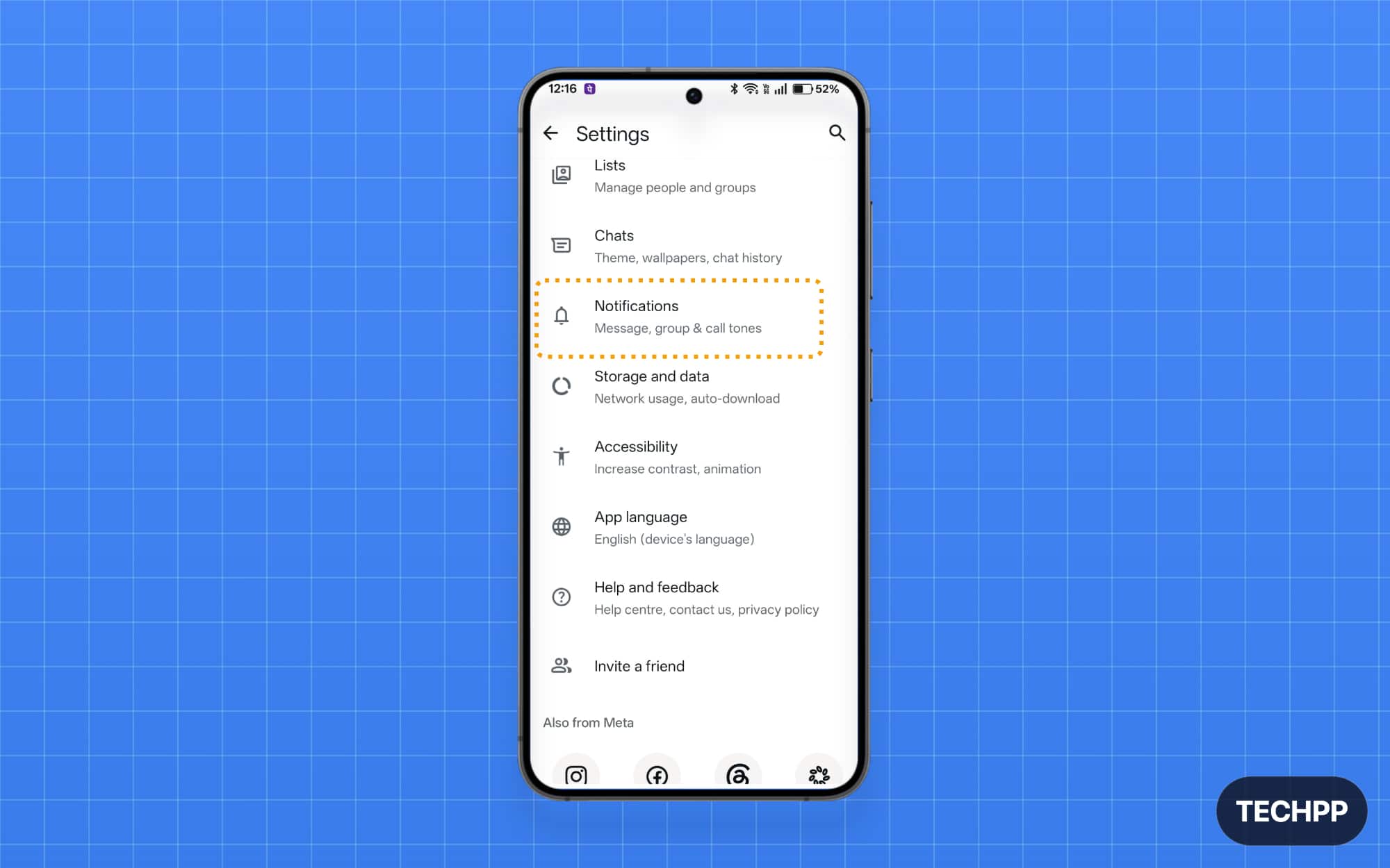 Notifications option