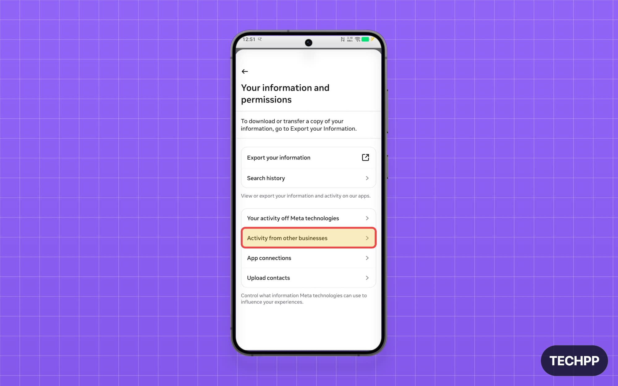 Activity from other businesses option