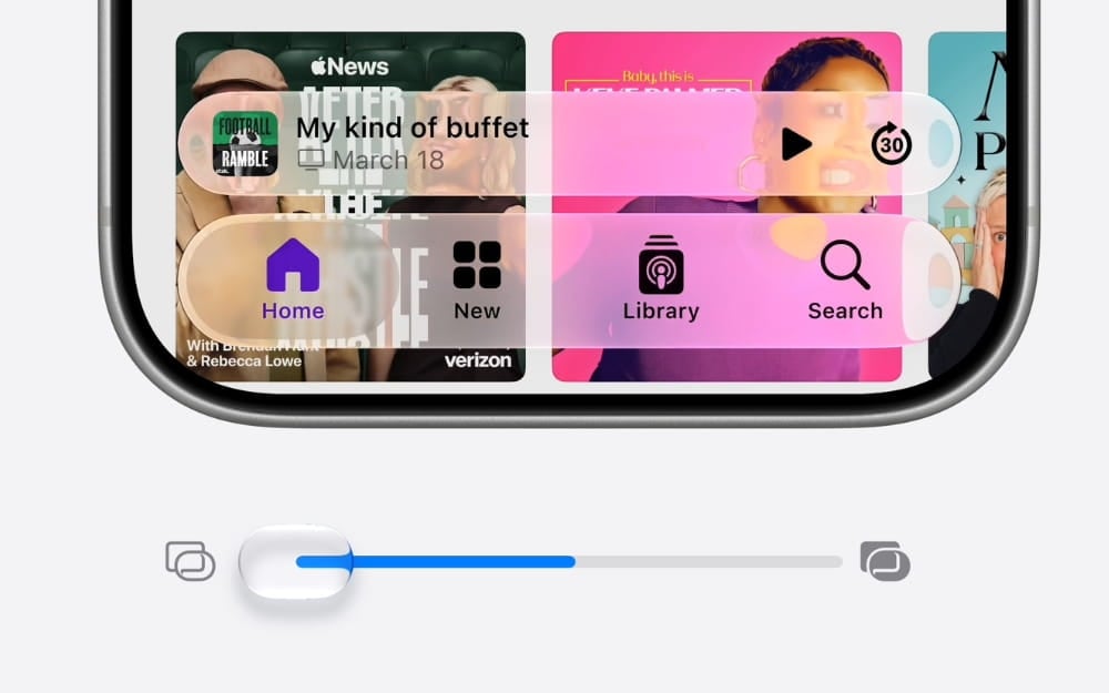 New Liquid Glass experience adjustment slider