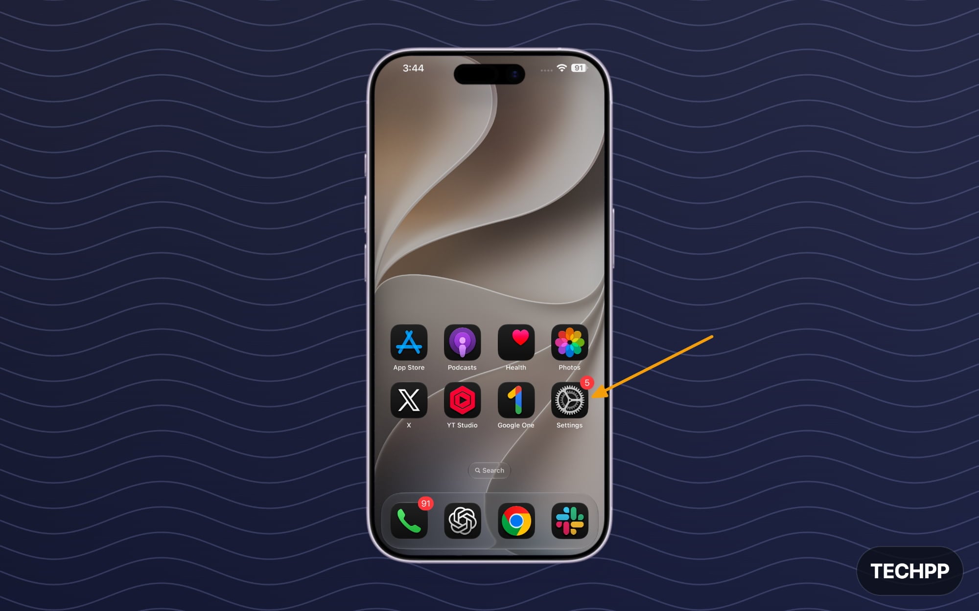 Settings app on iPhone