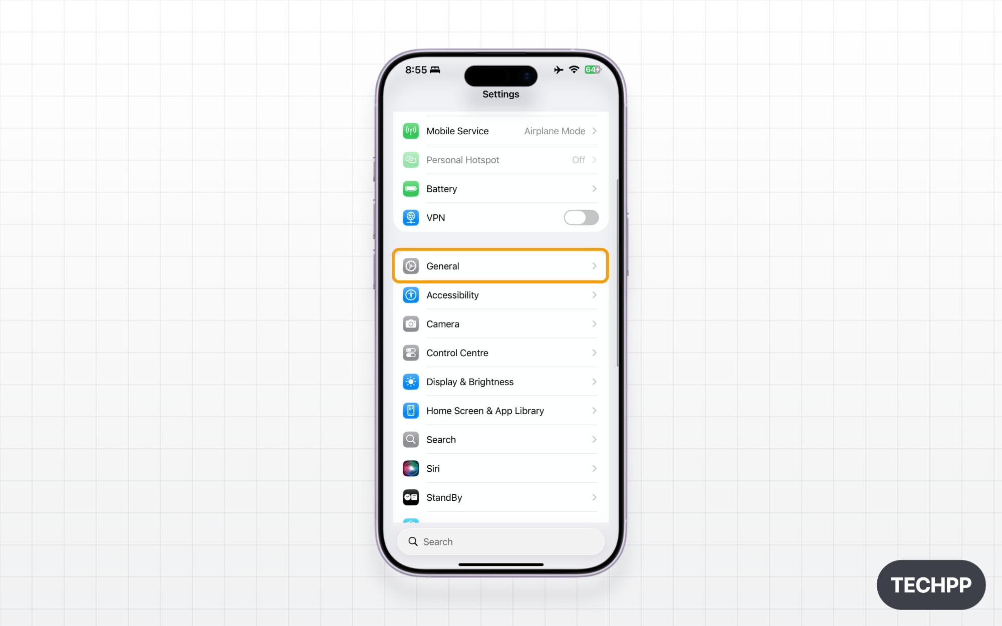 iPhone general settings