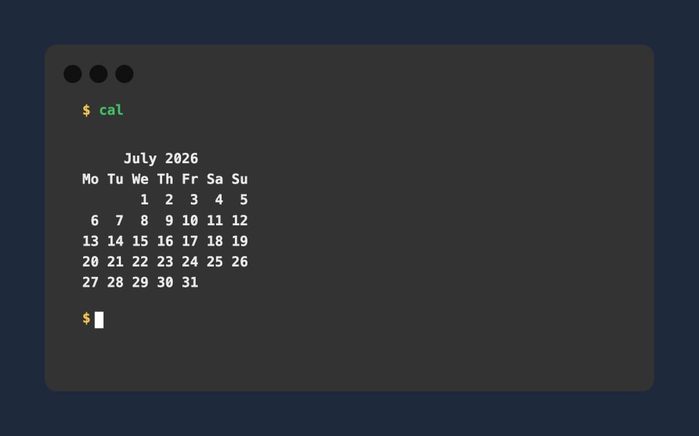 Mac Terminal - cal