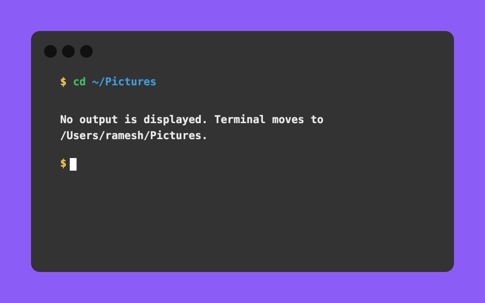 Mac Terminal - cd ~ Pictures