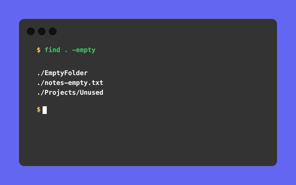 Mac Terminal - find . -empty