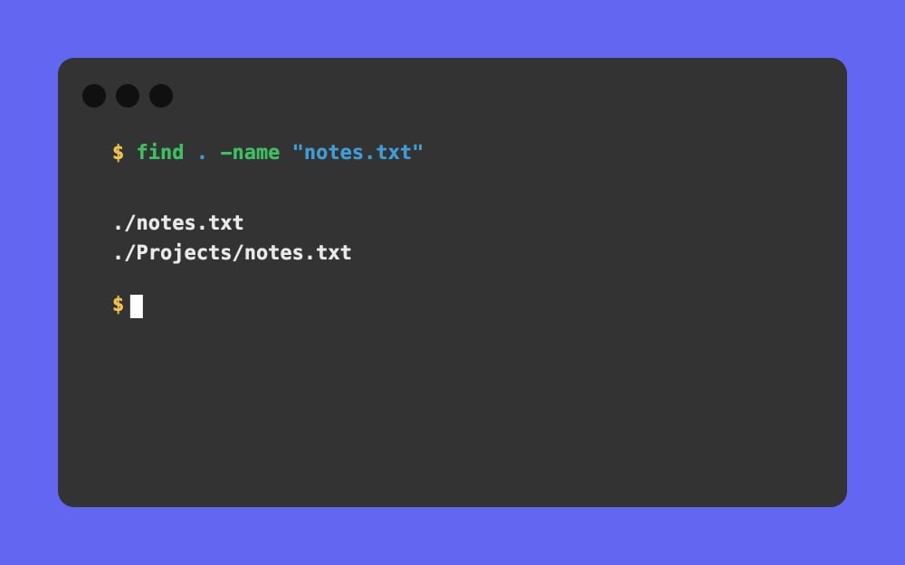 Mac Terminal - find . -name notes.txt