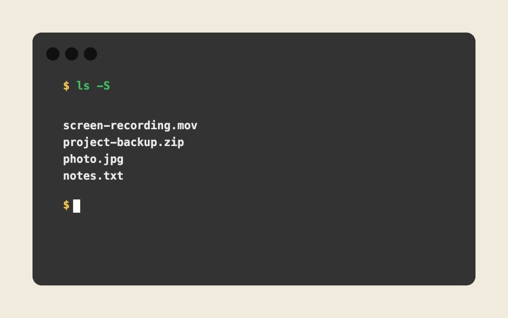 Mac Terminal - ls -S