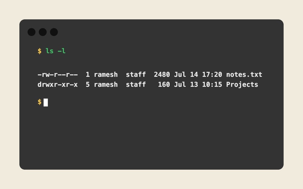Mac Terminal - ls -l