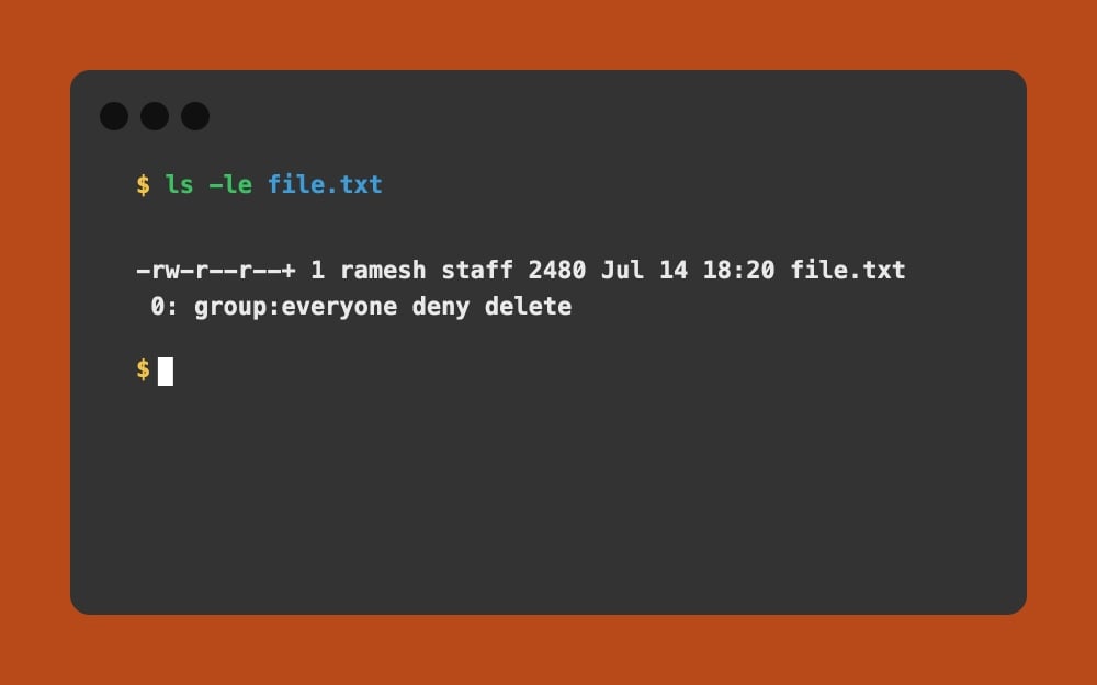 Mac Terminal - ls -le file.txt