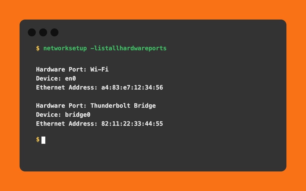 Mac Terminal - networksetup -listallhardwareports