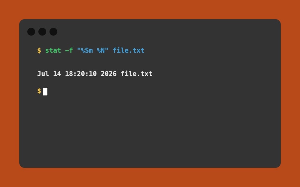 Mac Terminal - stat -f %Sm %N file.txt