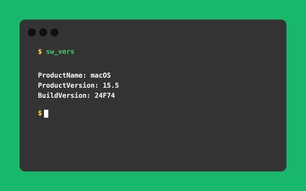 ProductName: macOS ProductVersion: 15.5 BuildVersion: 24F74