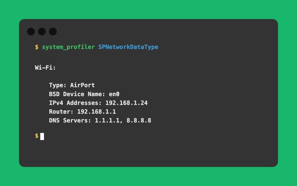 Mac Terminal - system_profiler SPNetworkDataType