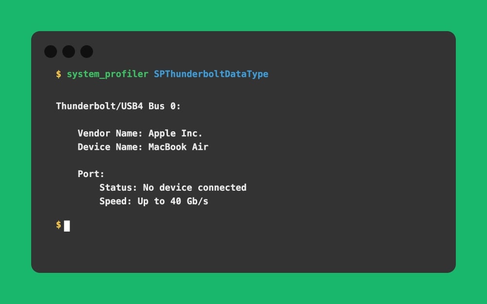 Mac Terminal - system_profiler SPThunderboltDataType