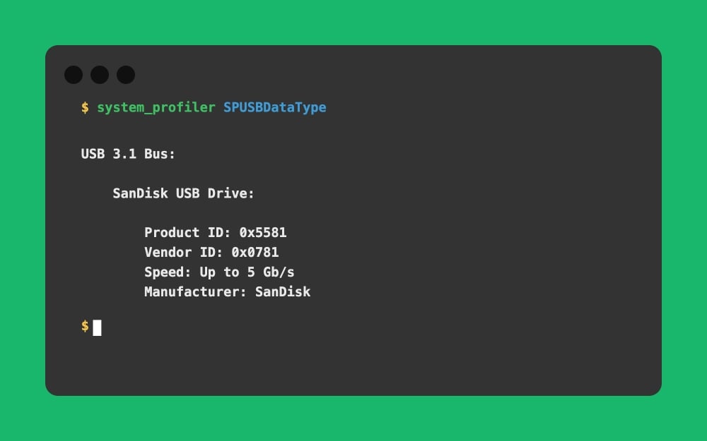 Mac Terminal - system_profiler SPUSBDataType