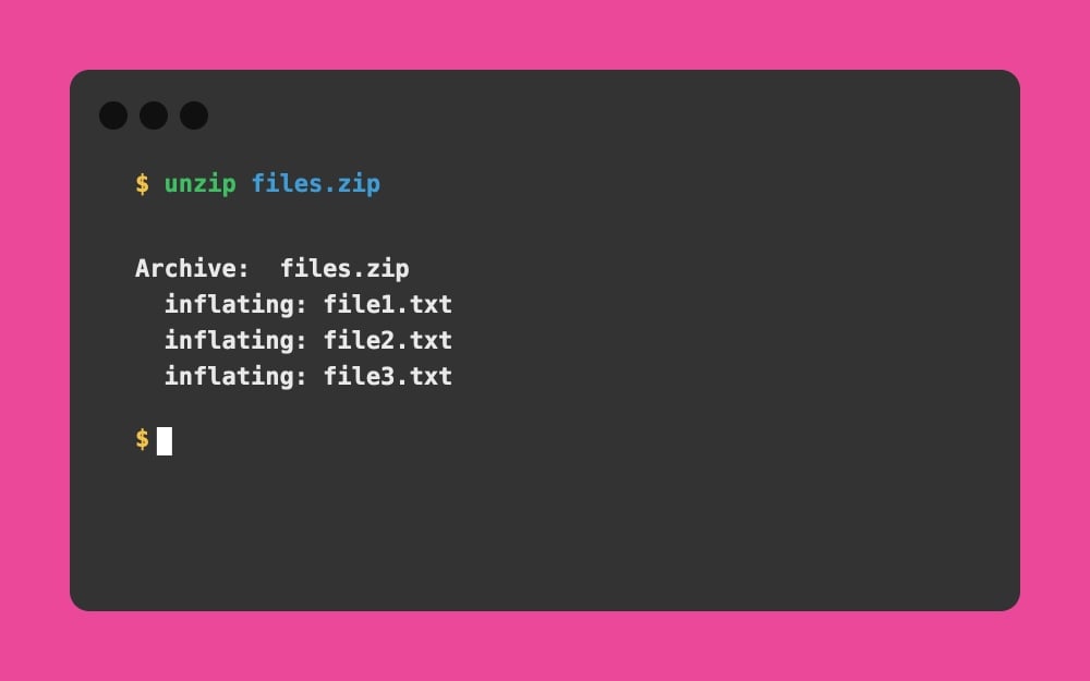 Mac Terminal - unzip files.zip
