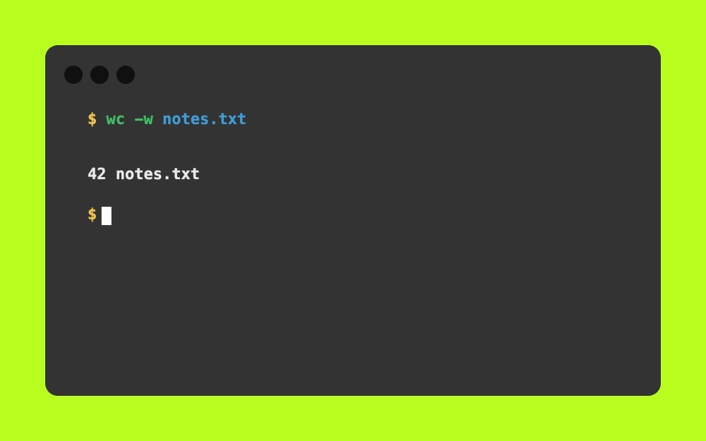 Mac Terminal - wc -w notes.txt